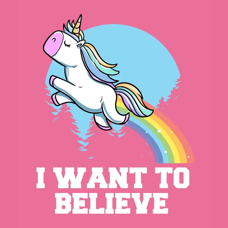 Ich möchte süßes Einhorn mit Regenbogendesign glauben
