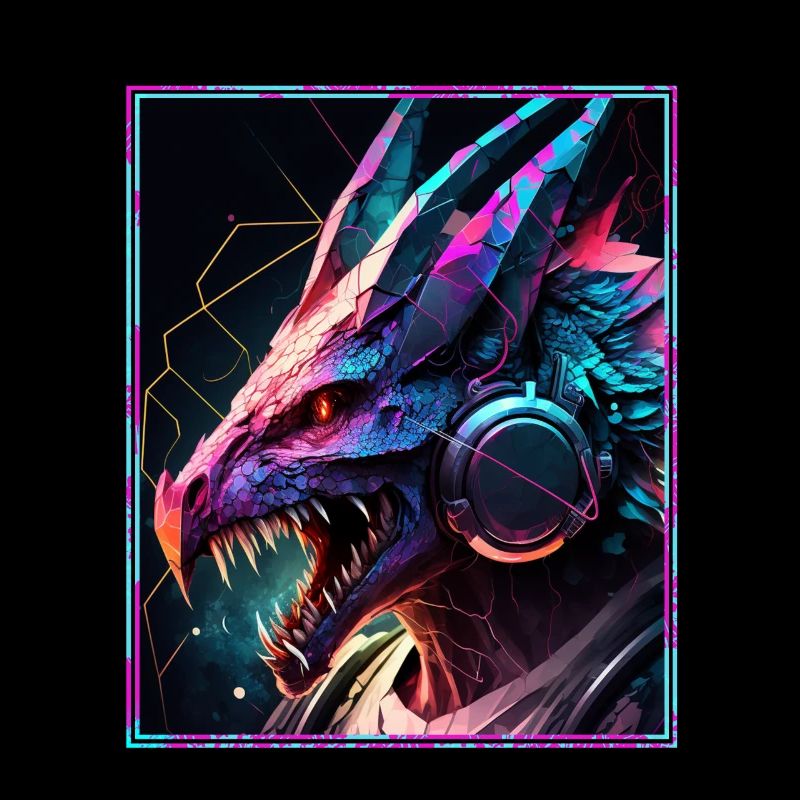 Drache Polygon Headset Headphones Geometrisch