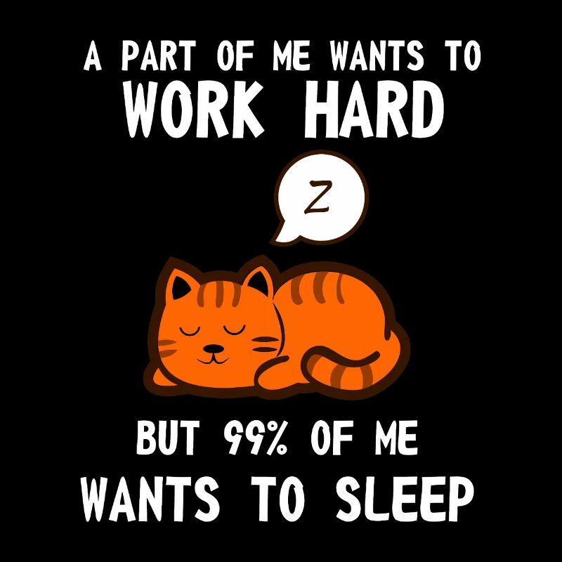Lazy Cat Sleeping Tired Work Motivation