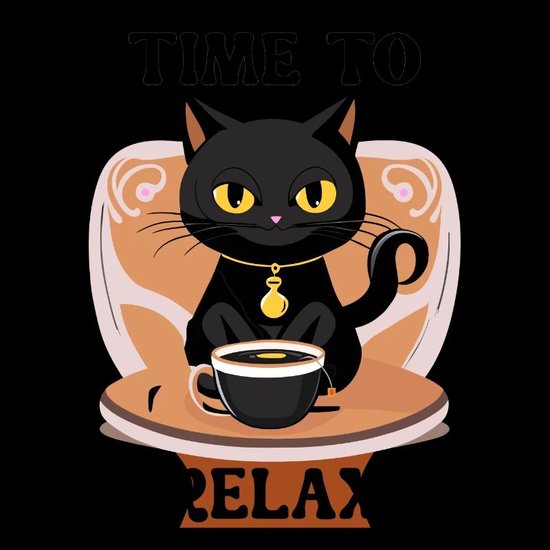 Entspannte Katze mit Teetasse