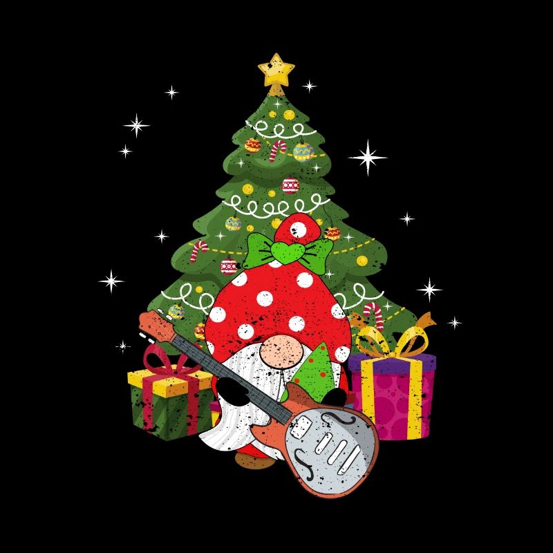 Guitariste Basse Gnome Funny Christmas Tree