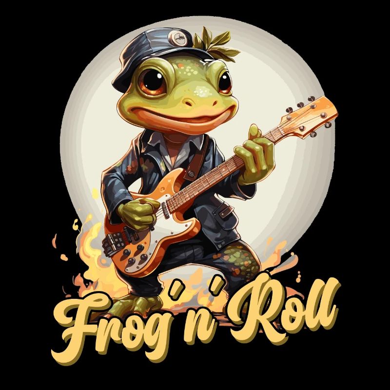 Funny frog with guitar, saying