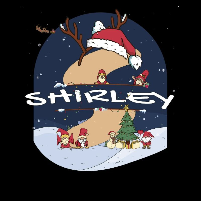 Génial Shirley nom w chapeau de père Noël dans le thème de Noël