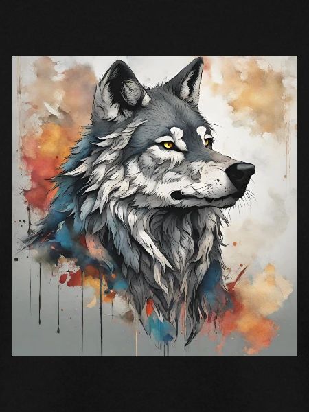 Wolf mit Farbflecken Hintergrund.