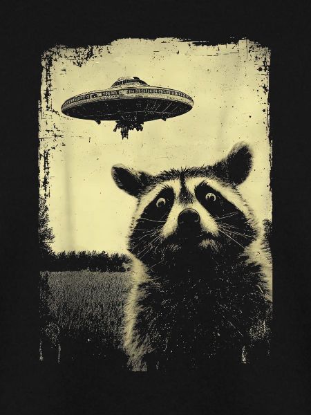 Lustiges Waschbär Ufo Selfie