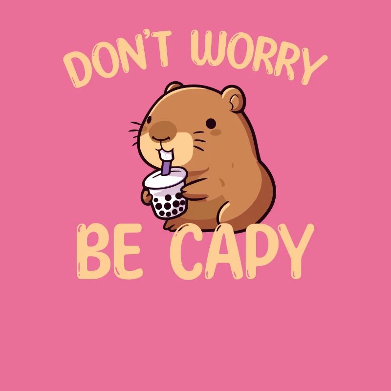 Cute Capybara Drinking Bubble Tea