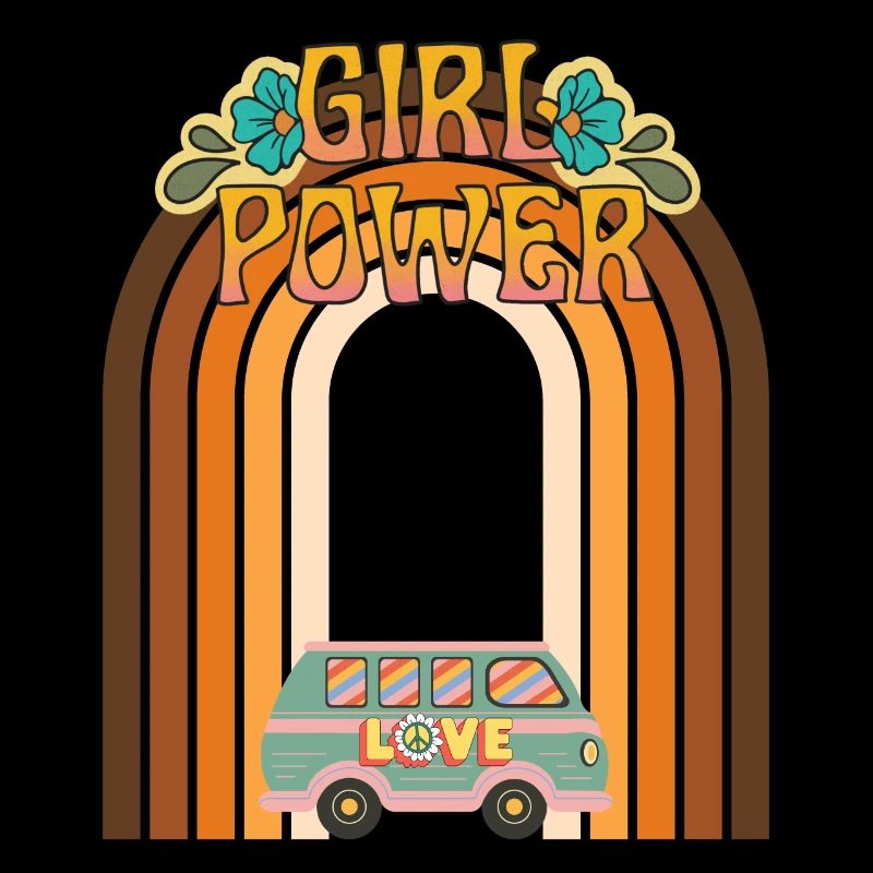 Girl Power Hippie Spruch mit einem Van