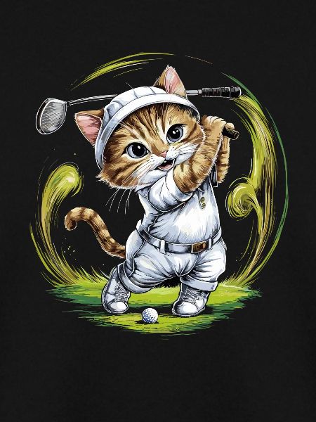 Niedliche Katze spielt Golf