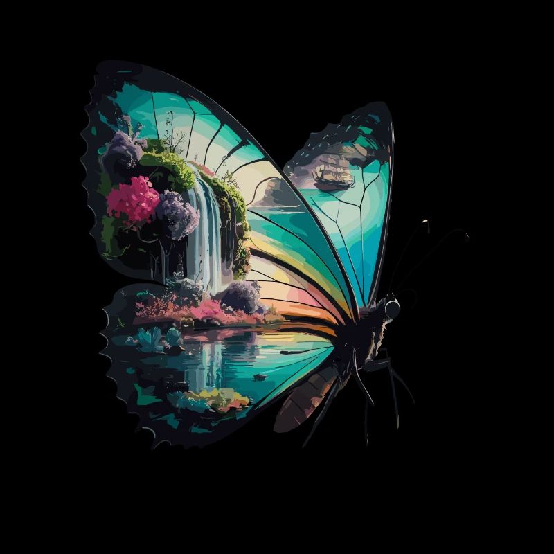 Schmetterling Wasserfall Naturszene
