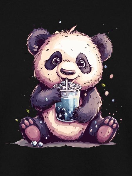 Niedlicher Panda mit Tee