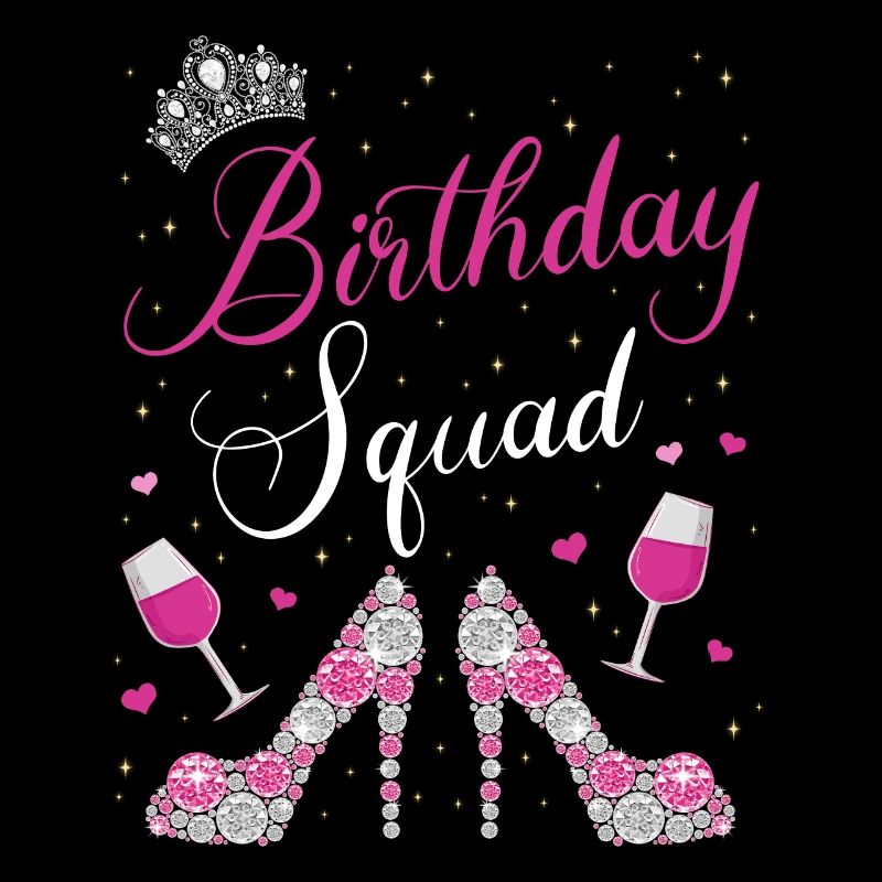 Anniversaire Squad Talons hauts glamour et vin Desig
