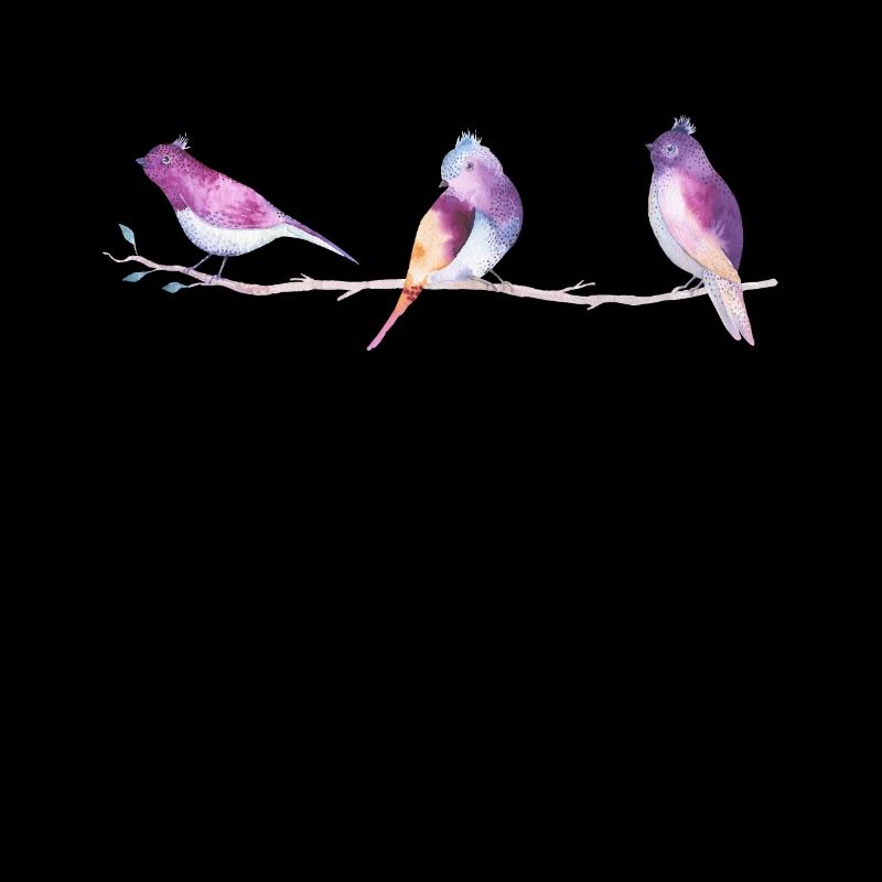 Oiseaux aquarelle sur branche Oiseaux aquarelle sur
