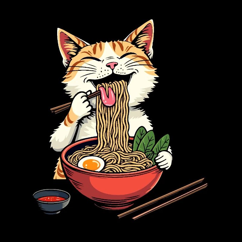 Chat et Ramen, Art Numérique Chat