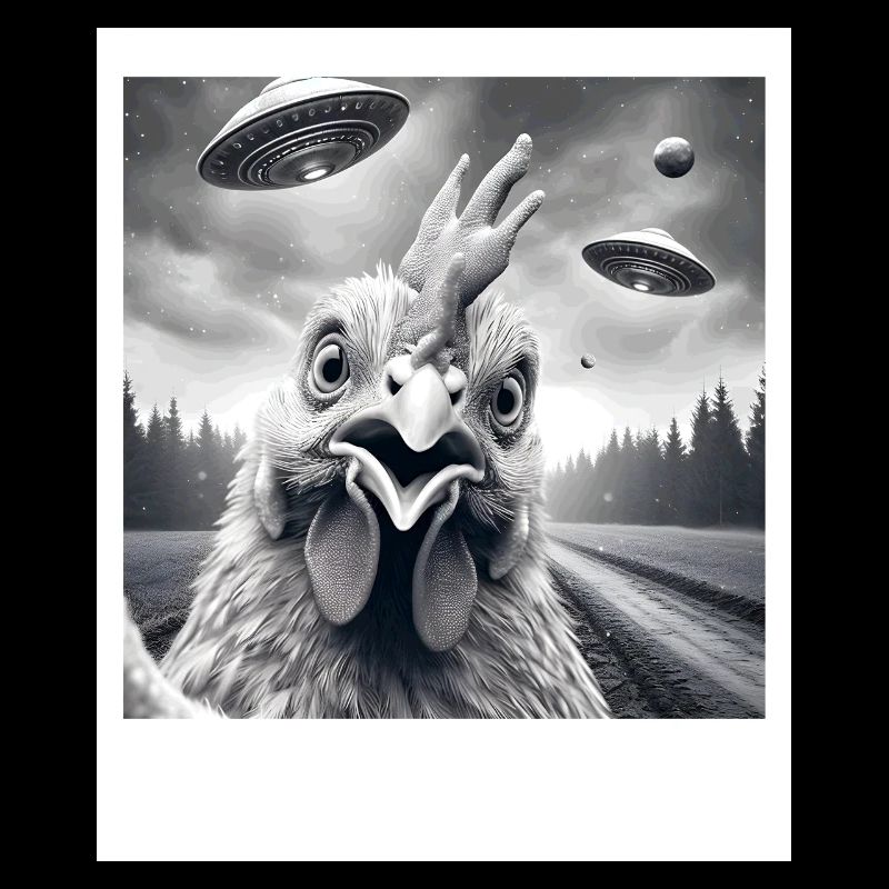 Poulet Coq Drôle Selfie graphique avec OVNI Wei