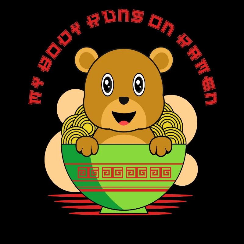 My Body Runs on Ramen Cute Bear