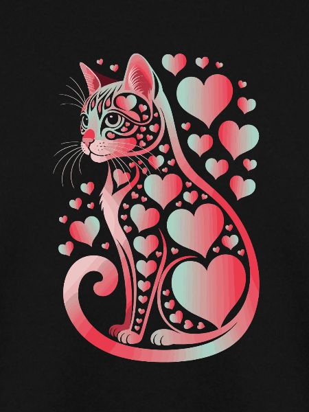 Katzenliebe Herzmuster Illustration