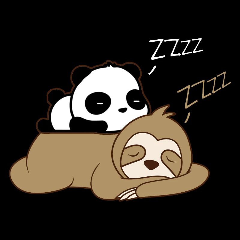 Cute panda sleeping on sloth
