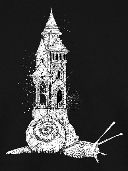 Schnecke mit märchenhaftem Elfenbeinturm