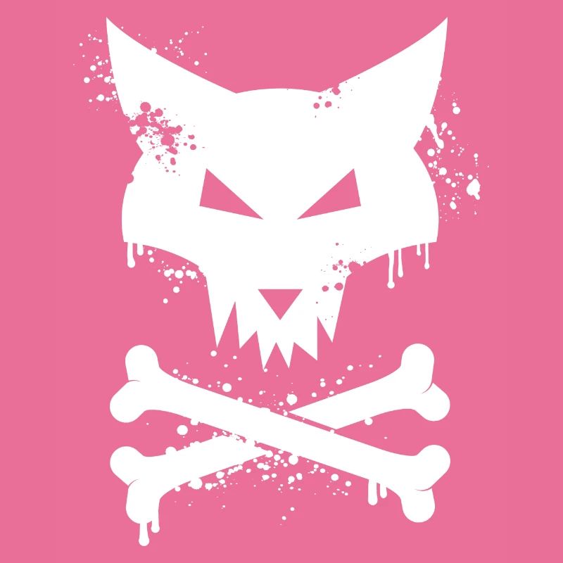 Fox head graffiti with bones in white