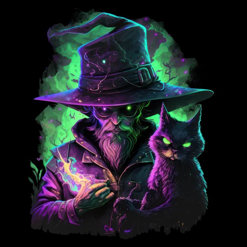 Warlock - Warlock avec chat en vert et rose