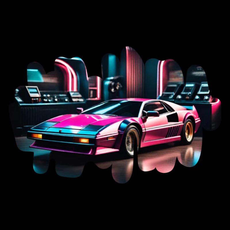 Voiture de sport rétro synthwave
