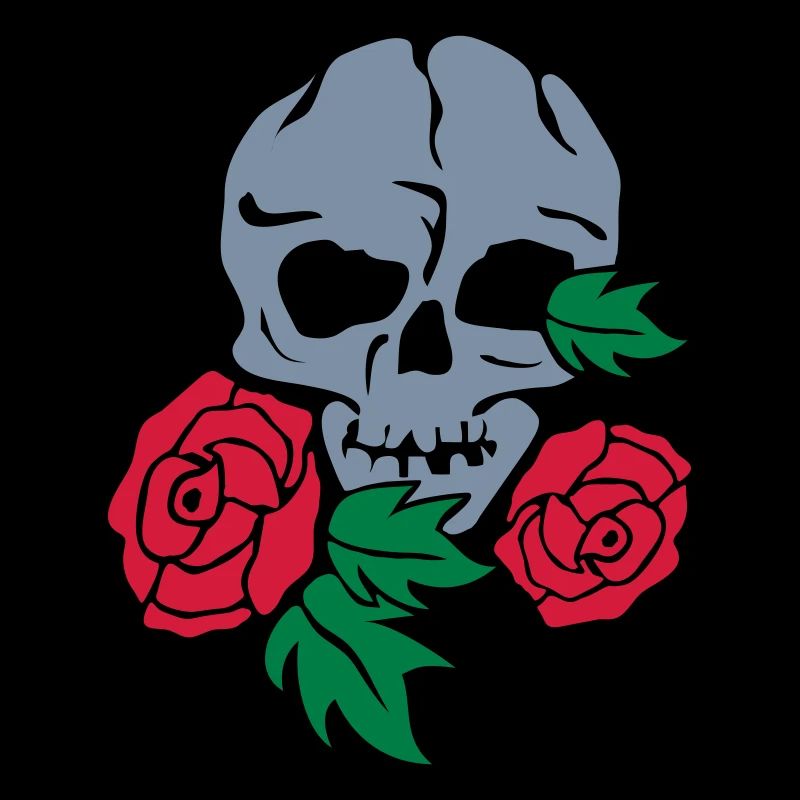 skull and rose