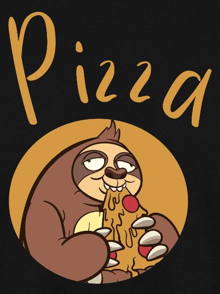 Fun sloth with pizza
