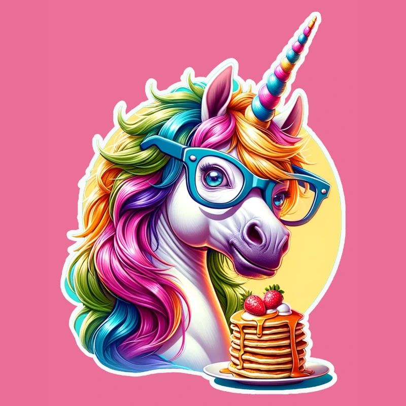 Regenbogen Unicorn mit Brille
