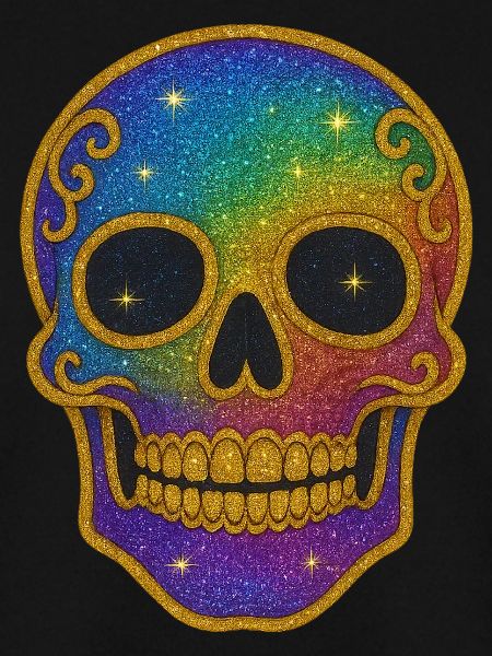 Rainbow Glitter Skull Halloween