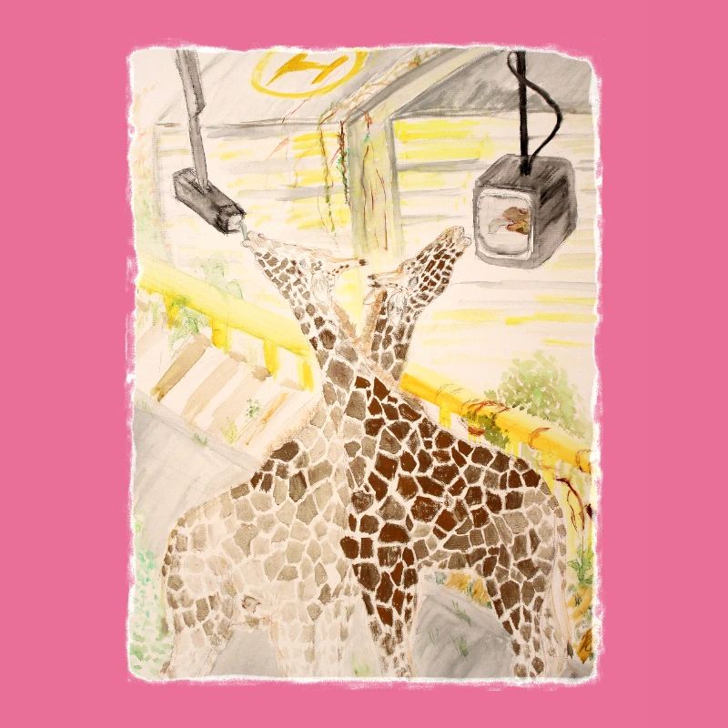 Giraffe im Neon-Transit