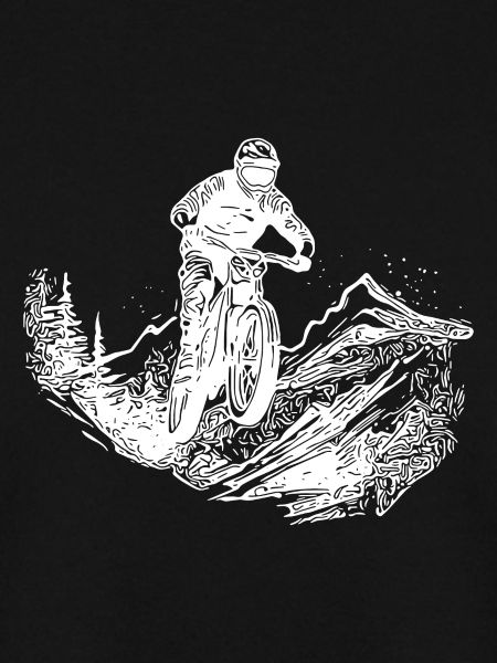 Mountainbiker Waldweg Berg Abfahrt