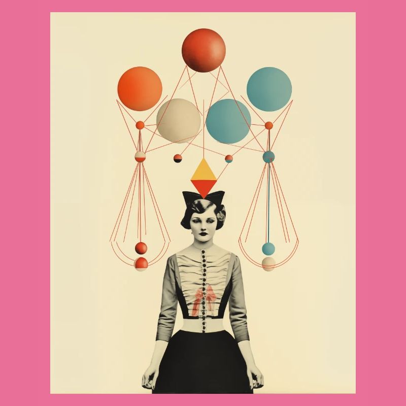 Collage de papier de dame de cirque de pensée