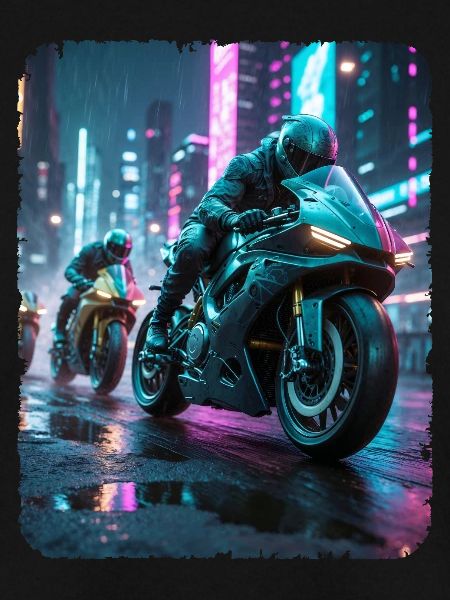 Cyberpunk-Motorradfahrer