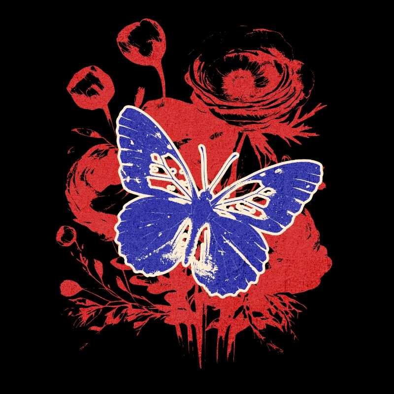 Papillon Vintage avec des Fleurs