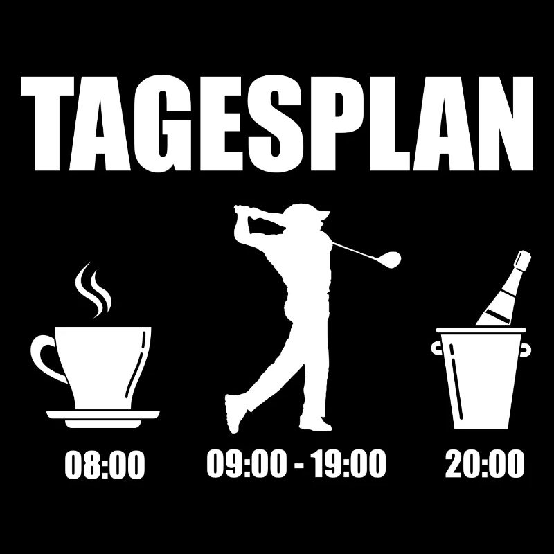 Tagesplan Golfen Kaffee Golfen Champus Fun T-Shirt