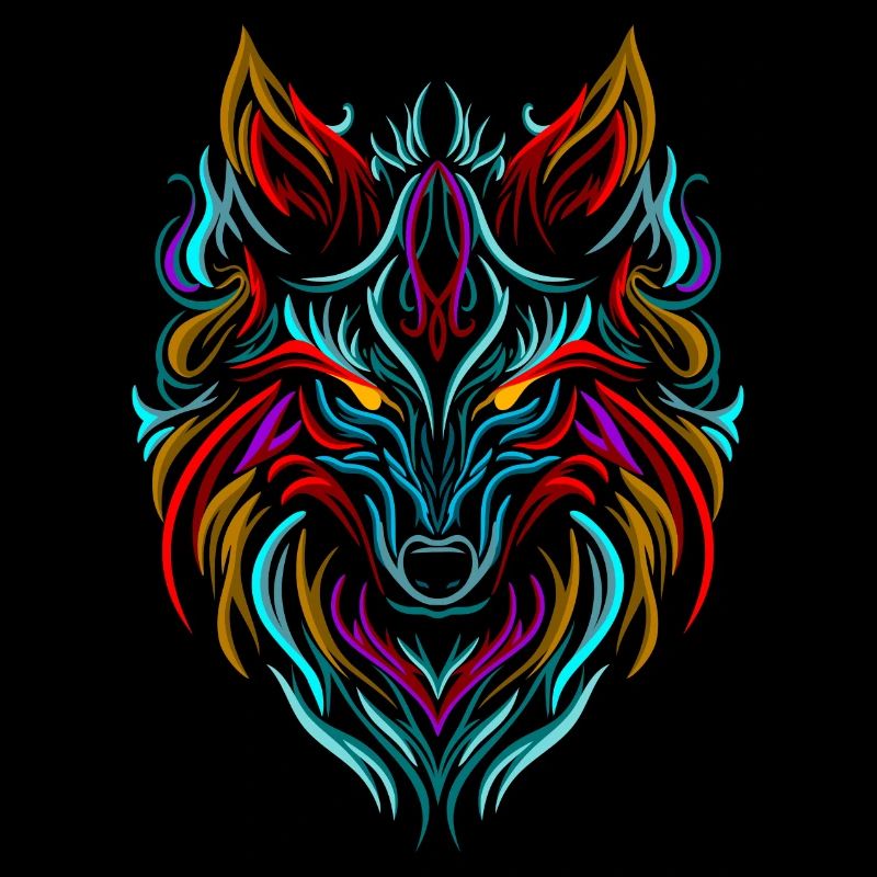 Tatouage de loup coloré
