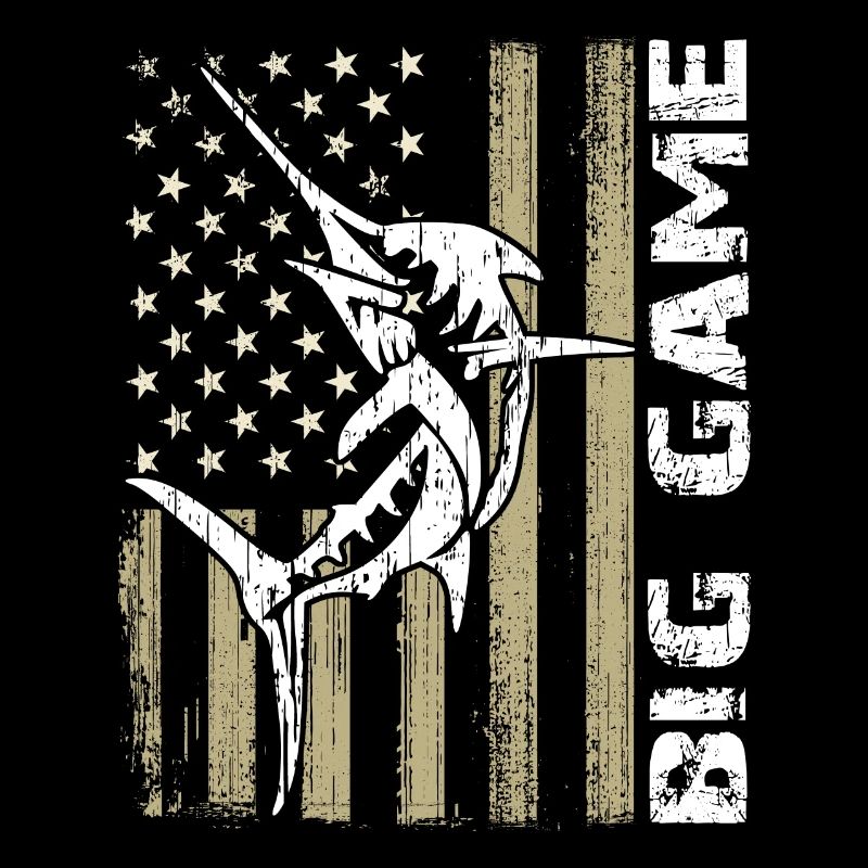 Springender Marlin mit US Flagge Hochseefischen