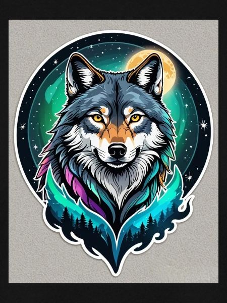 Aurora-Wolf im Mondlicht