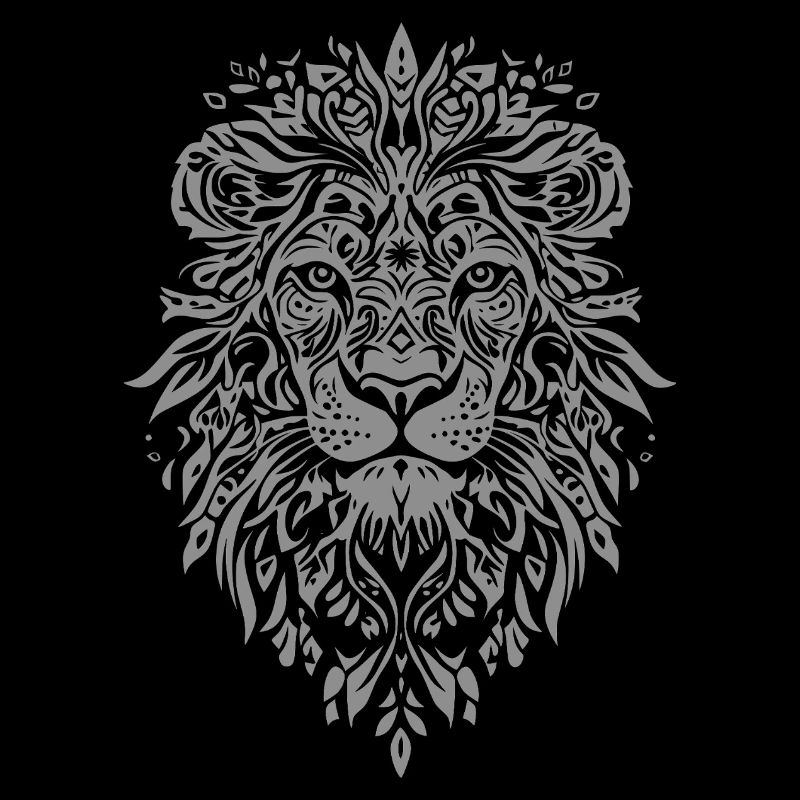 Elegant lion head in leaf motif