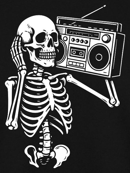 Skelett Ghettoblaster Retro Groove