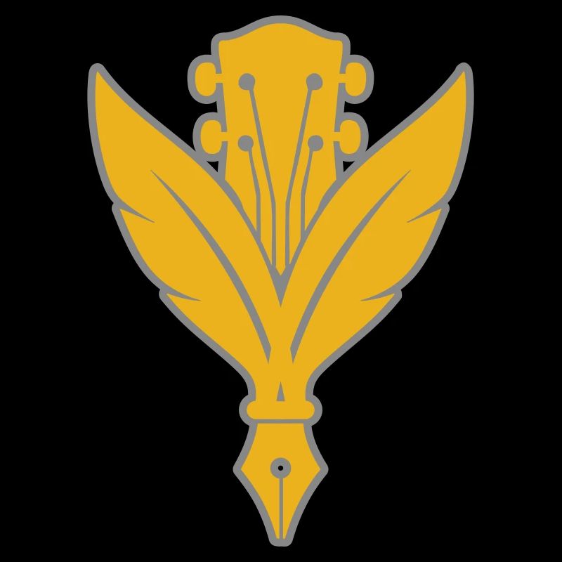 Plume dorée et guitare