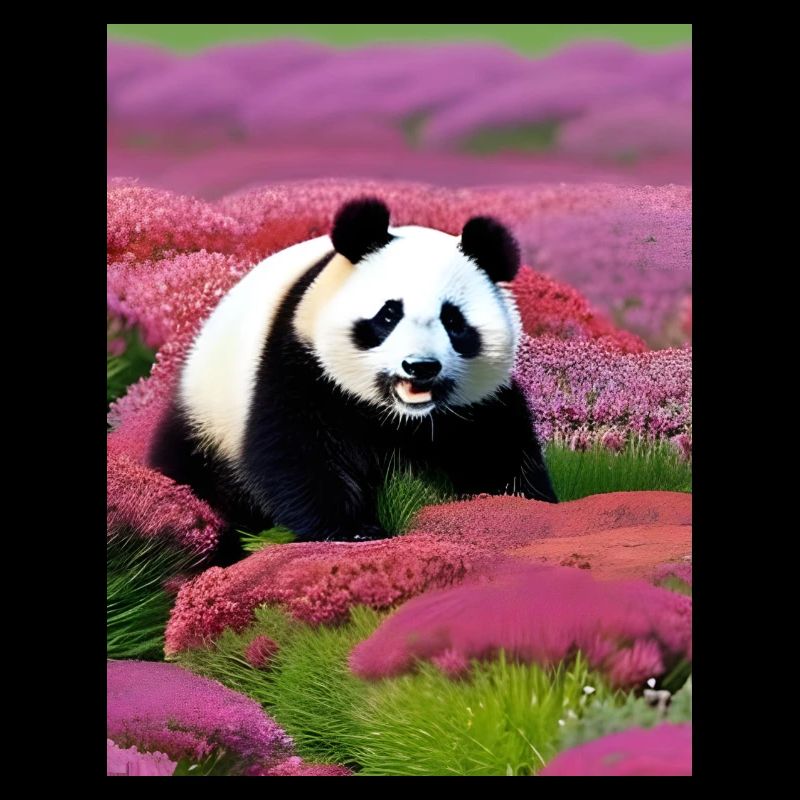 Panda im Blumenmeer