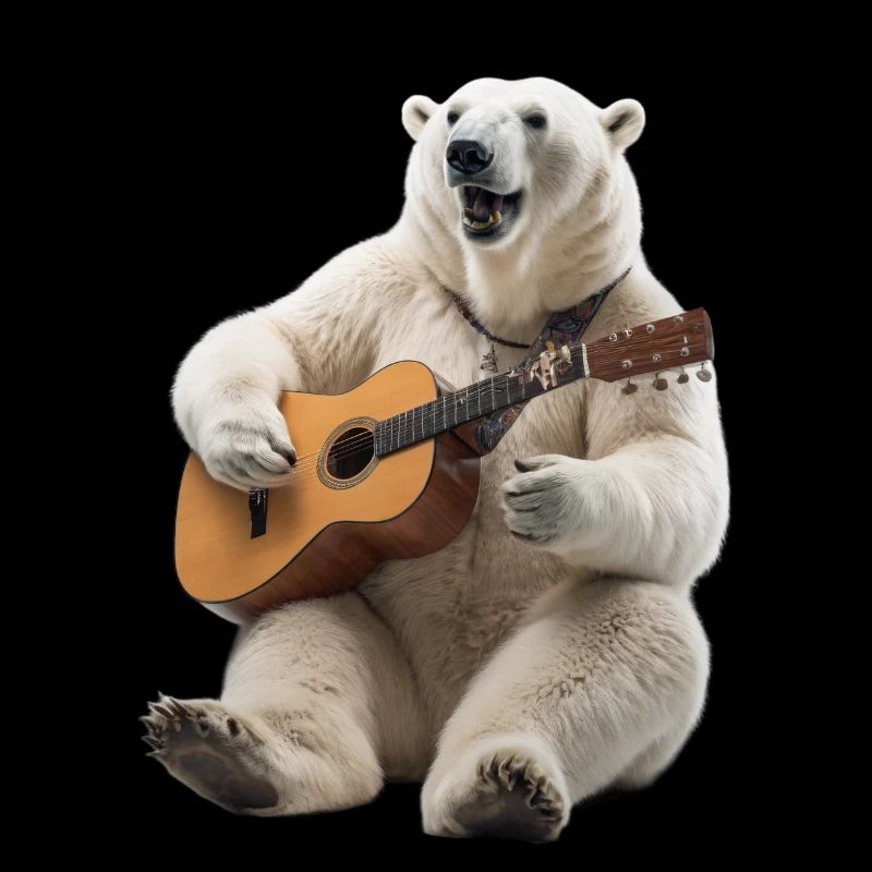 Ours polaire blanc guitare