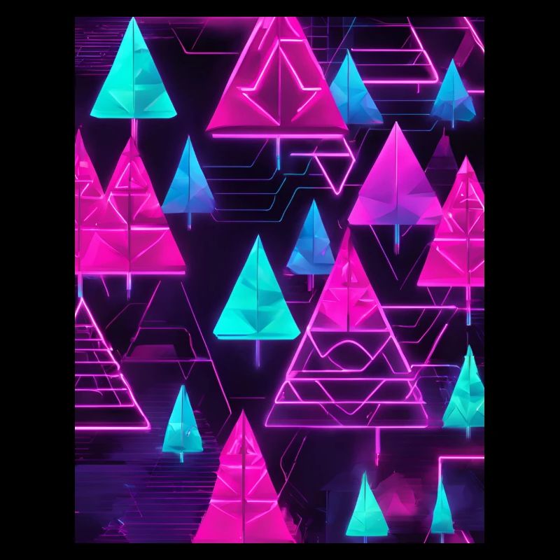 Neon-Tannenbäume im Cyberpunk-Stil