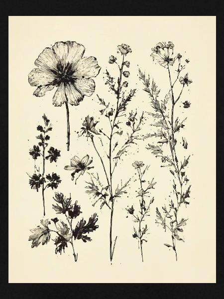 Ink drawing of flowers