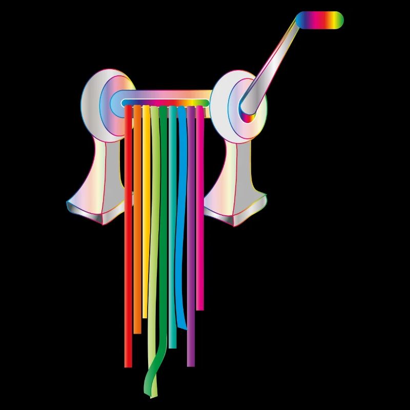 Pasta machine with colorful rainbow style pasta