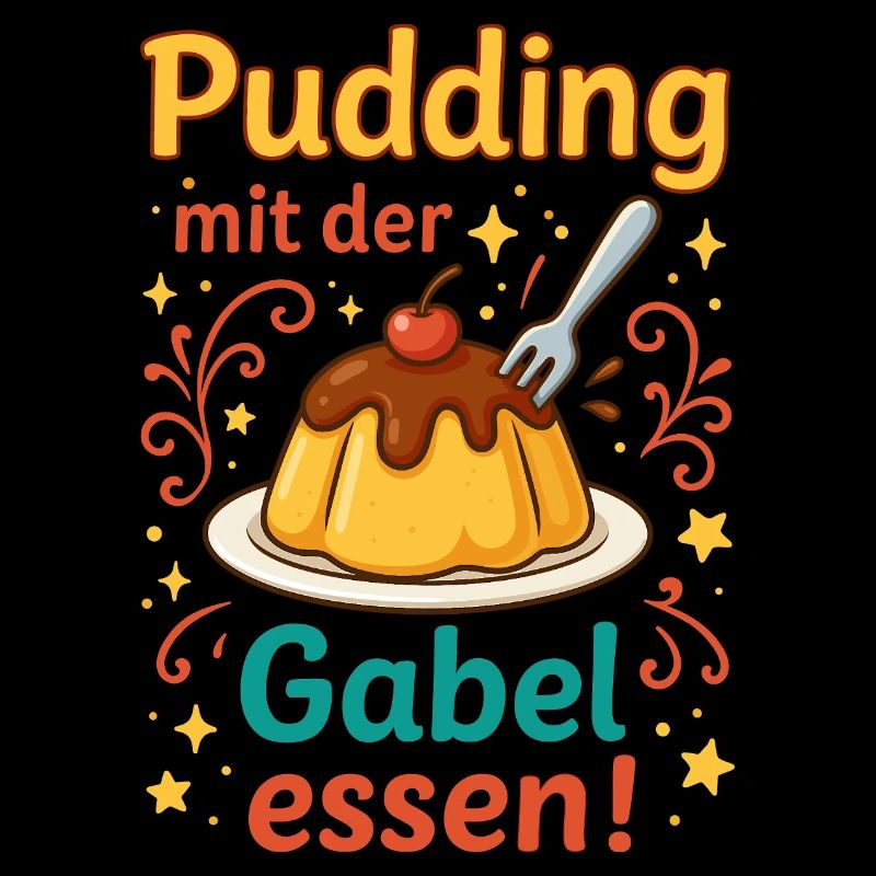 Pudding mit der Gabel Essen