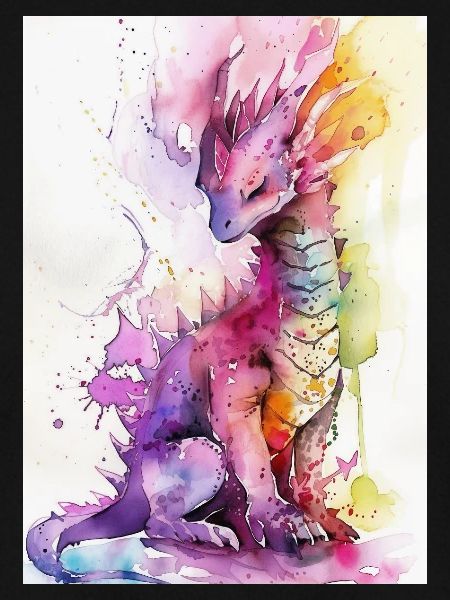 Regenbogen Aquarell Drache