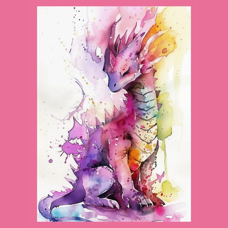 Regenbogen Aquarell Drache