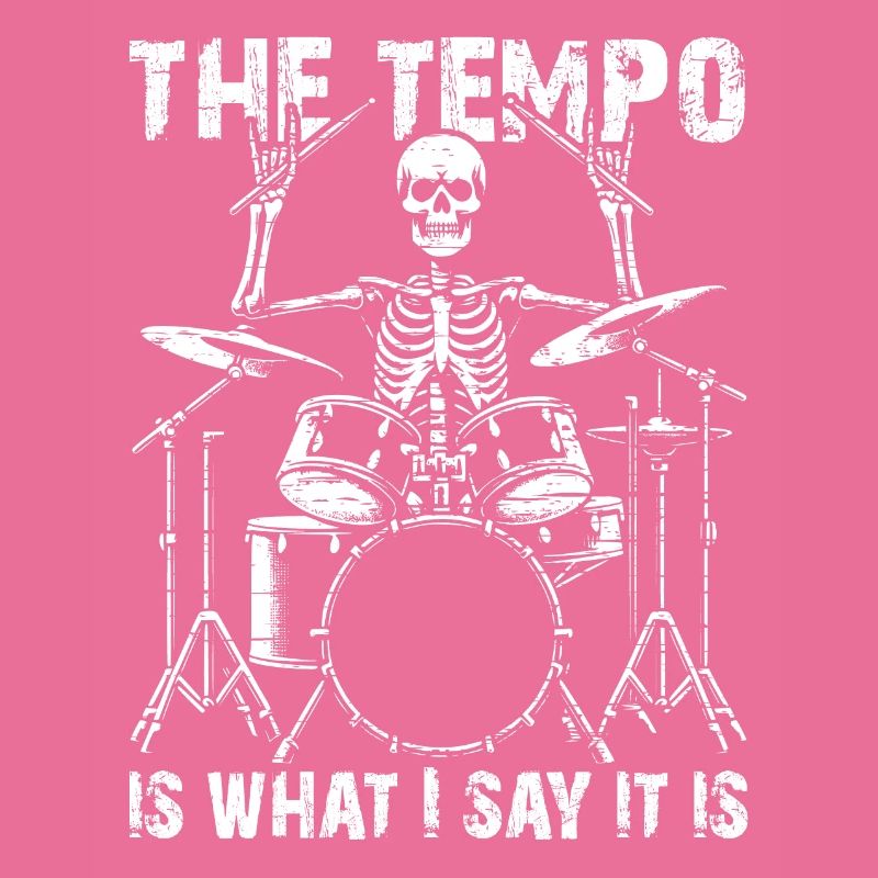 Drummer Skull skeleton on the drum set